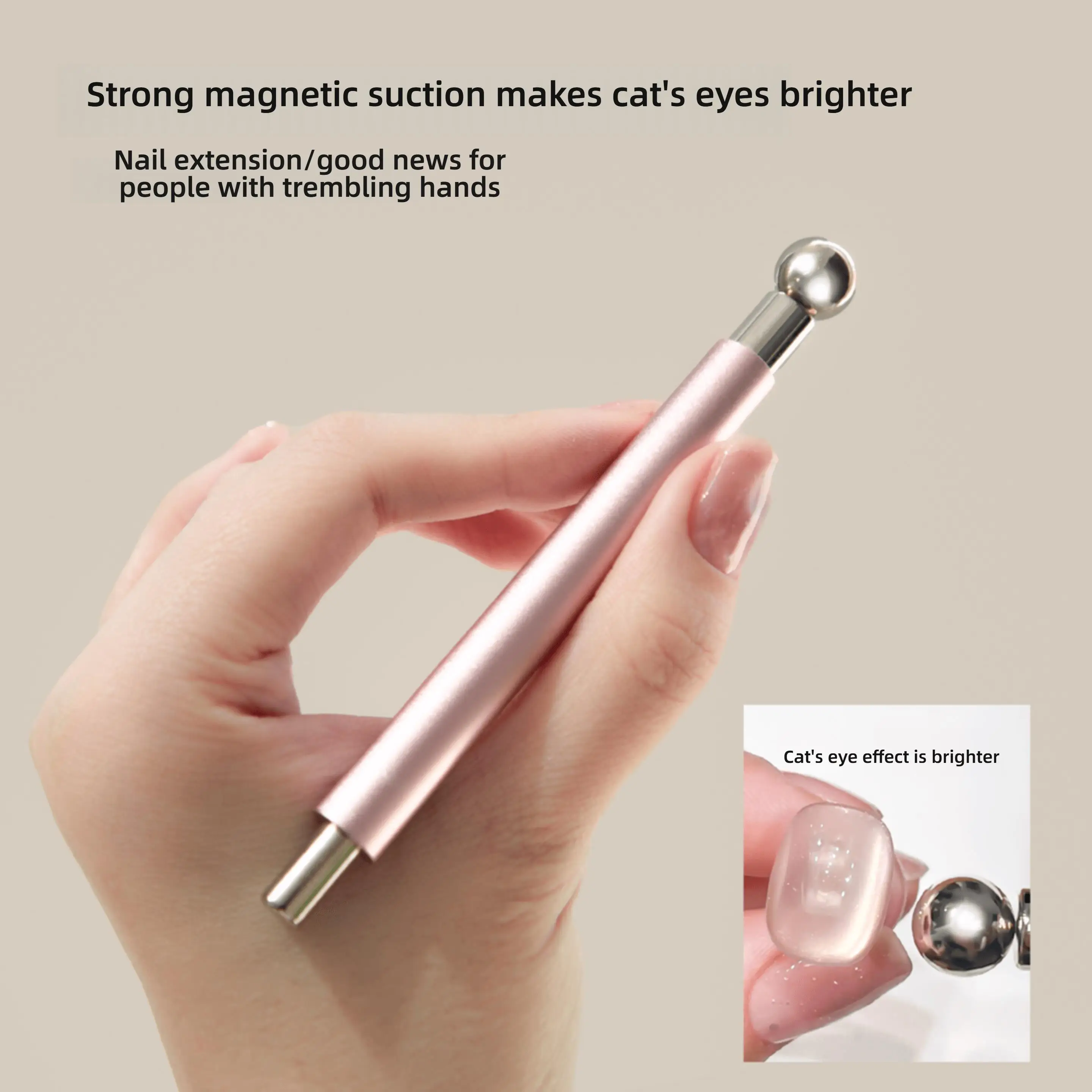 1pcs Little Wand Double Head Nail Magnetic Stick for Cat Eye Nail Gel Strong Magnet Steel Ball Detachable Manicure Magnetic Tool image 5