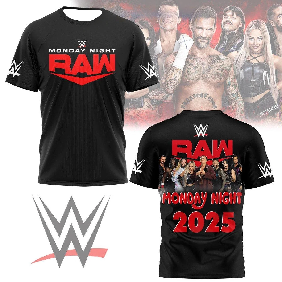 

Men's Summer Clothes WWE Monday Night RAW Print Sports Fighting Training T-shirt 2025 Quick-drying Absorb Sweat Tee Moto