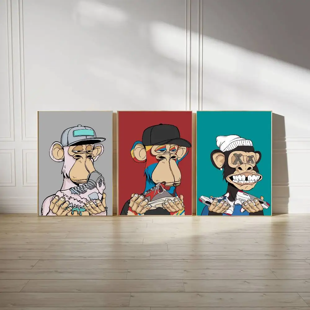 Bored Ape Graffiti Style Street Art Poster High Quality Print Poster Waterproof Wall For Living Bedroom Retro Room Decor Gift