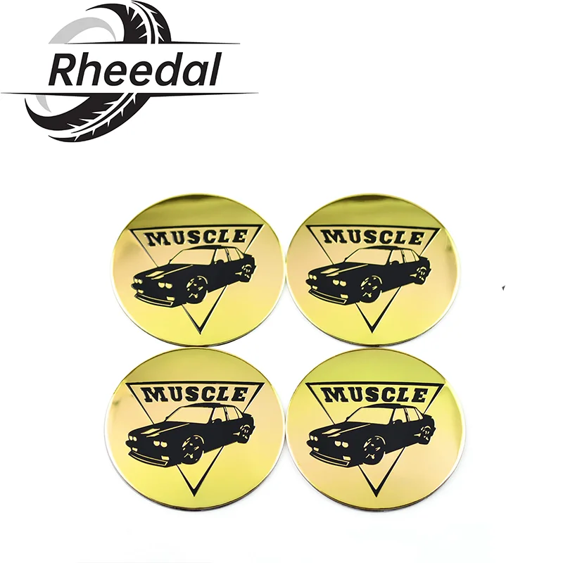

Rheedal 4Pcs 59mm/2.32in Aluminum newest logo Car Wheel Tire Rims Center Hub Caps Auto Replacement Part Accessories Car Sticker