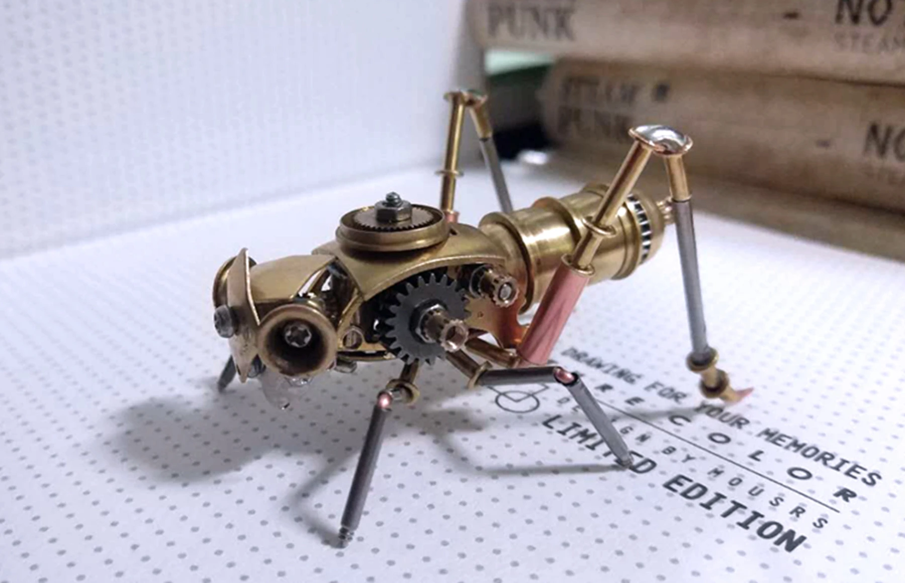 3D steampunk mechanical insect cricket full metal Assembled model pure handmade crafts creative ornaments - Finished Product