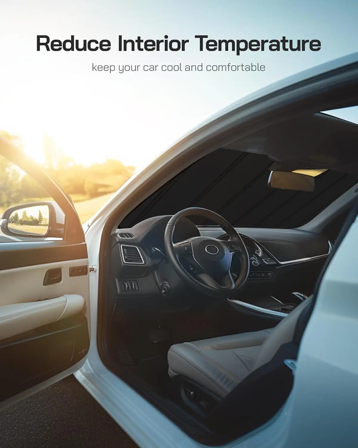 Custom Fit Sun Shade for Ram 1500 2019-2025 with Wide Sensor, Reflective Aluminum Film for Heat and UV Protection