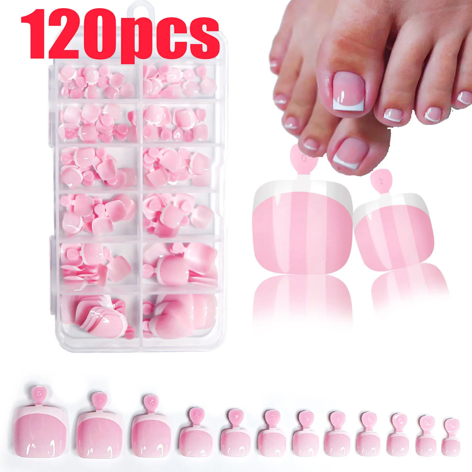 120/216Pcs-9Colors 혼합 흰색-프랑스어 가짜 발톱 발톱에 누르기 짧은 사각형 가짜 메일 누드/커피/브라운 아크릴 발톱