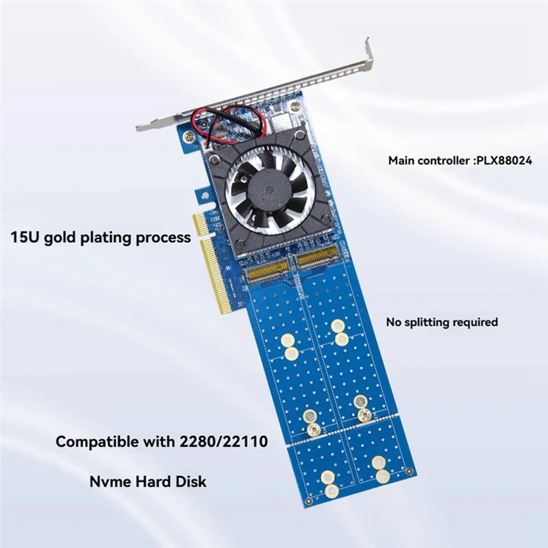 

Free Splitting Pcie 4.0 Nvme X8 M. 2 PLX88024 4-Bit Expansion Card Pcle 4.0 To NVME Expansion Card Hard Disk