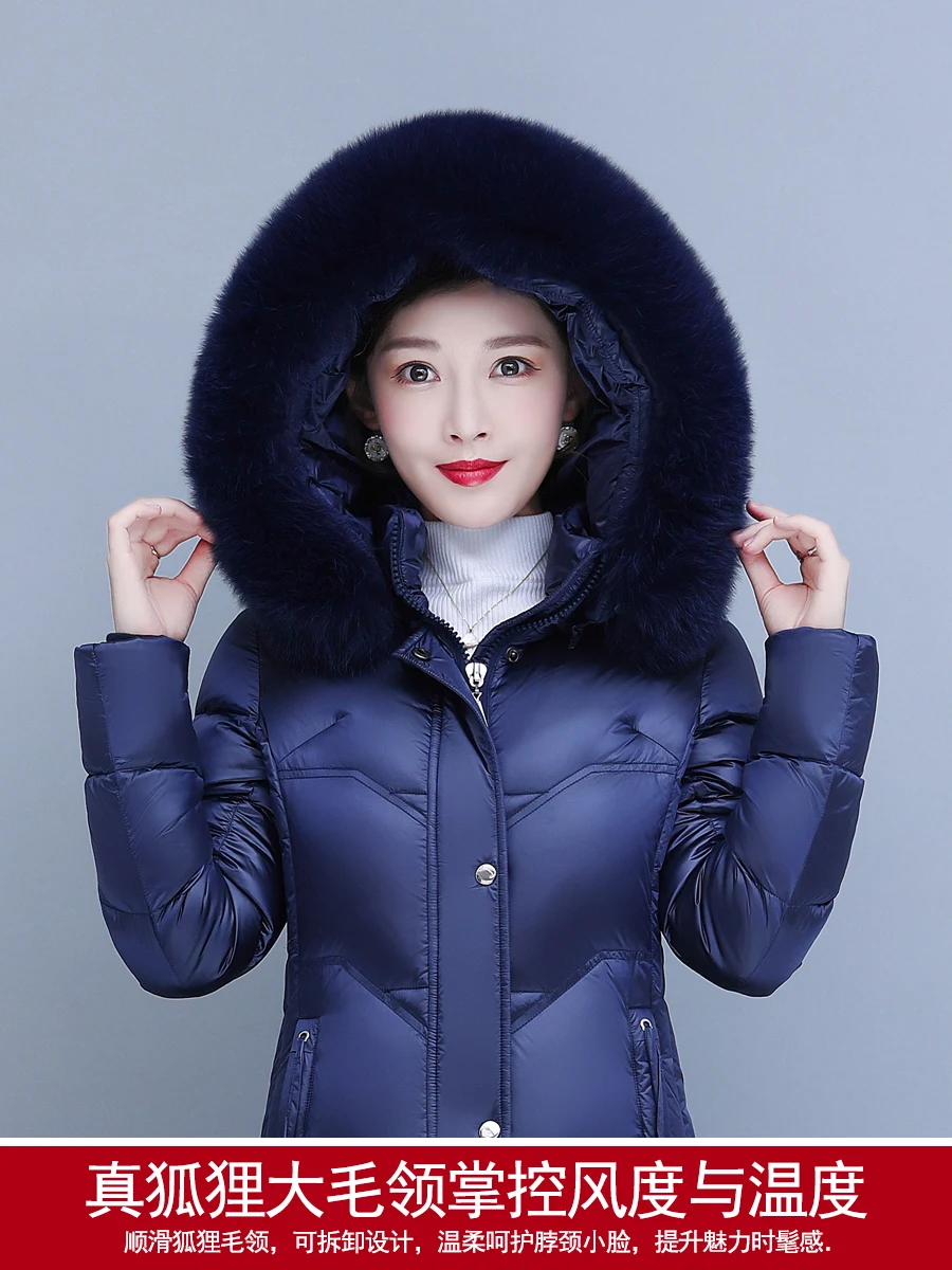 125cm Super Longer S-4XL Big Real Fox Fur Hooded Down Coats women 2022 winter Thicker Warm was thin thicker warm Parkas WY1048