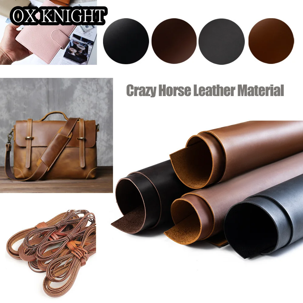 

OX Crazy Horse Leather Material DIY Hand Leathercraft Vintage Oil Tanned Leather Piece Pull-Up Cowhide First Layer of Leather