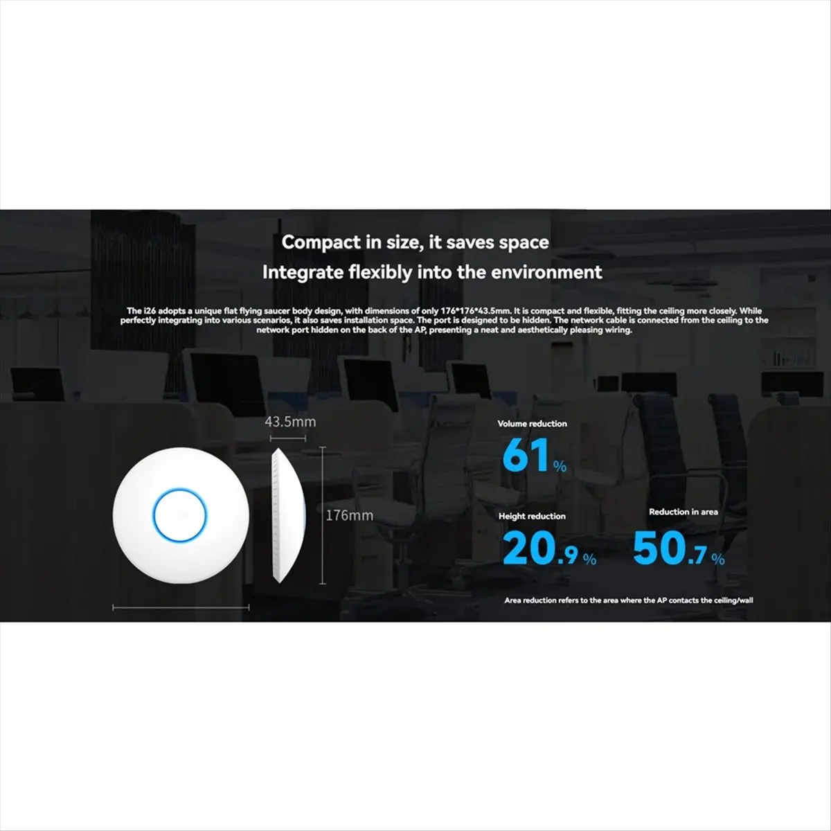 

I26 AX1500 WiFi 6 Беспроводная точка доступа 2,4G/5G Двухдиапазонная гигабитная потолочная точка доступа 1500 Мбит/с PoE Источник питания для корпоративного отеля