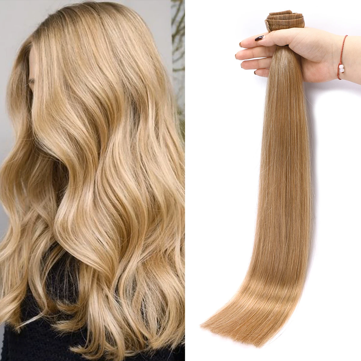 XDhair PU Clip In Hair Extensions Human Hair 14inch to 22inch 100g 120g Honey Gold PU Clip in Hair Extension