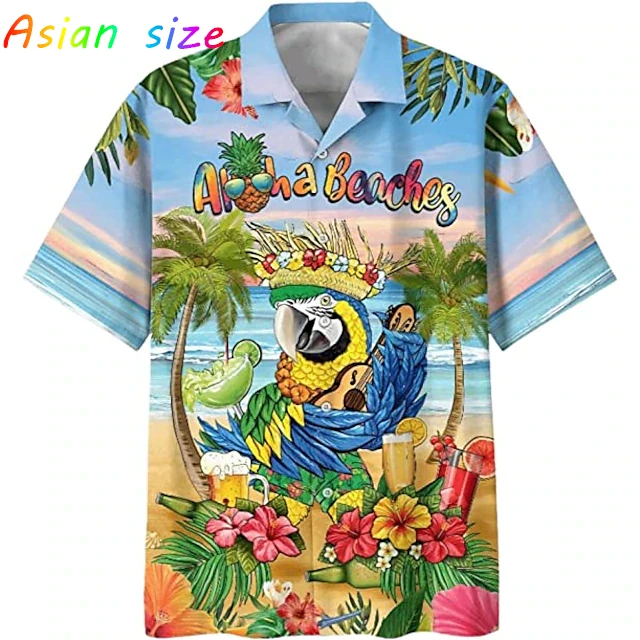 

Мужская летняя гавайская рубашка с попугаем «Это 5, где-то», новая модная повседневная праздничная блузка с лацканами в стиле Харадзюку с узором
