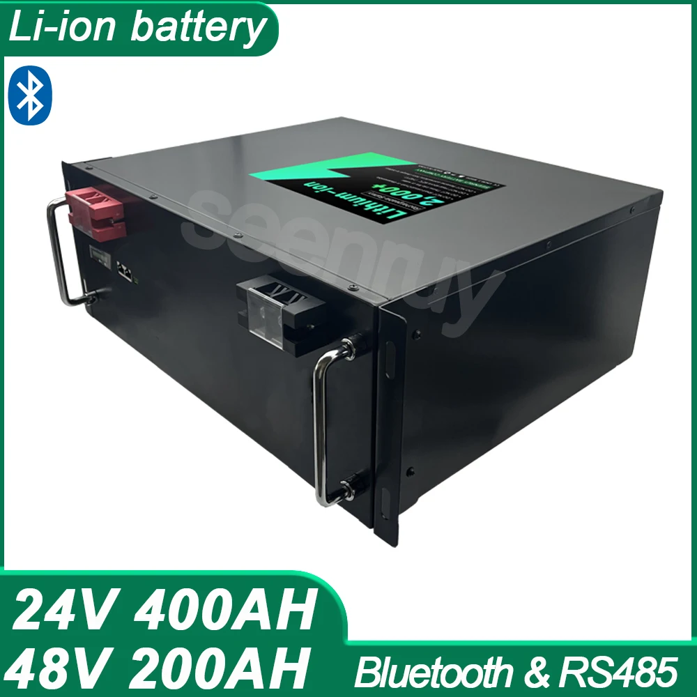 Batería de polímero de litio de 24V, 400Ah, 48V, 200Ah, con cargador, aplicación Bluetooth, BMS, RS485, para inversor UPS, almacenamiento de energía Solar