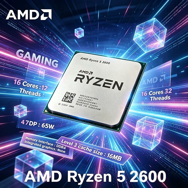 

AMD Ryzen 5 2600 Processor 6-Core 12-Thread 3.4GHz Base 3.9GHz Max Boost AM4 Socket 16MB L3 Cache 12nm 65W TDP DDR4 Desktop CPU