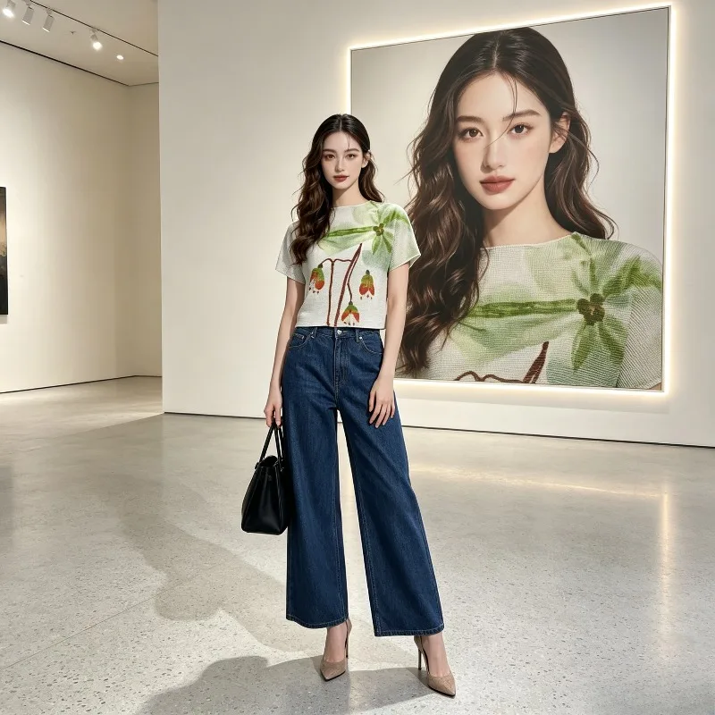 

Плиссированная футболка Miyake с коротким рукавом, летняя новинка 2026 года, высококачественная, модная, повседневная, с принтом, элегантная, удобная, универсальная