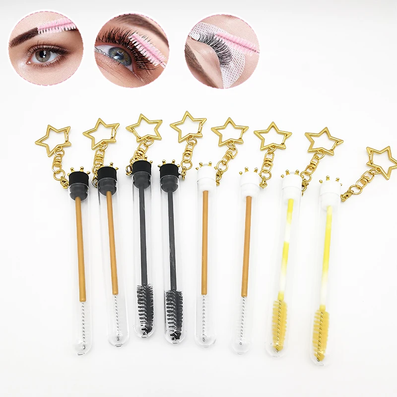 Eyelash Brush Tube With Crown Handle Lash Extension Makeup Brush Dustproof Eyebrow Comb Beauty Tools