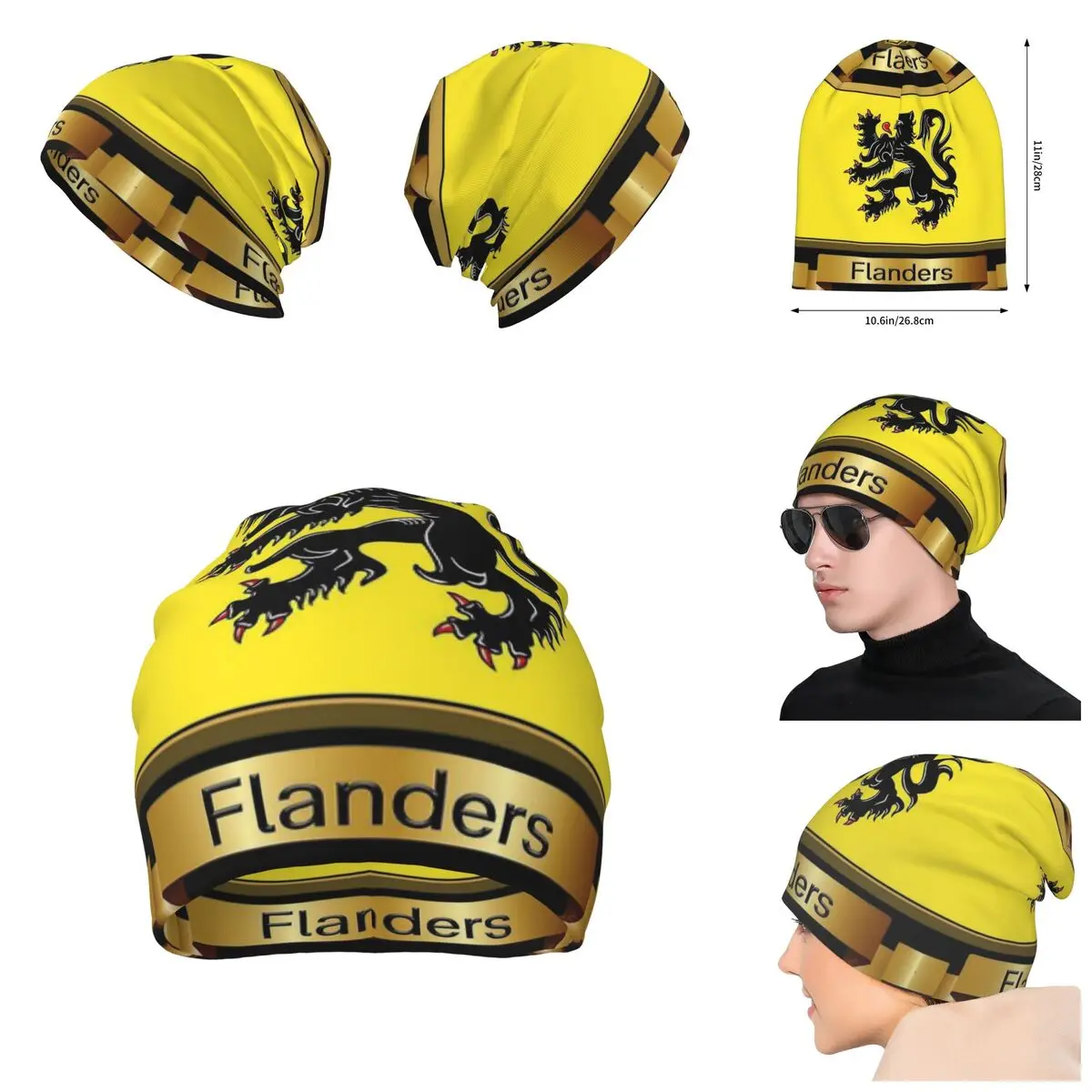 

3D Color printing Knitted Hat For Men And Women, Tour Of Flanders Flag Ronde Gift Unisex winter Warm Brimless Urinal Hat