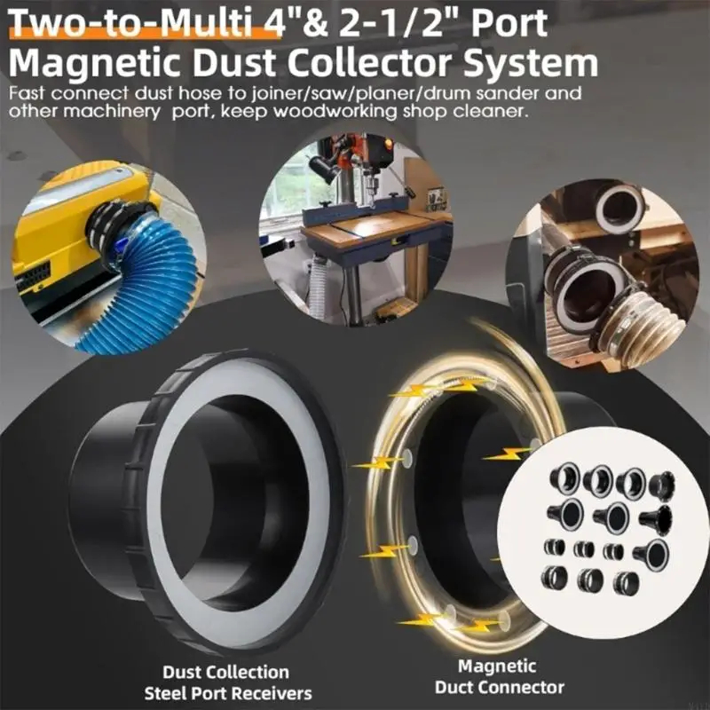 Universal Dust Collector clip Set 12PCS Strong Union For 4 Size Hose No Parts Required M4YD