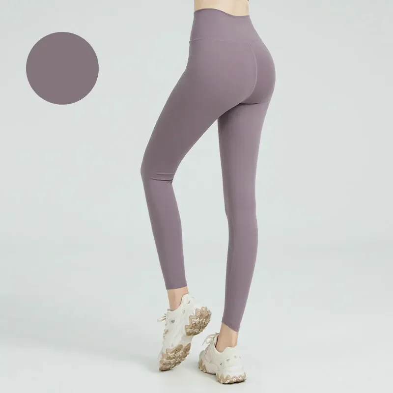 Women's outdoor fitness tummy-lifting leggings, stretch nude yoga pants image 4