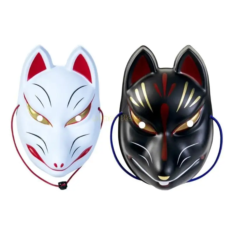 31BF Masquerade Mask Foxes Mask Full Face Mask Animal Mask Japanese Anime Cosplays Mask Halloween Costume Mask for Party