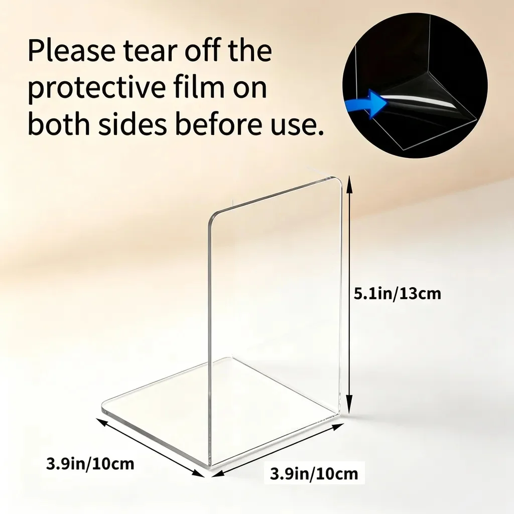 6 Pcs Transparent Acrylic Book Display Stands Desktop Book Organizer Racks for Home Office Retail Store Book Storage Display