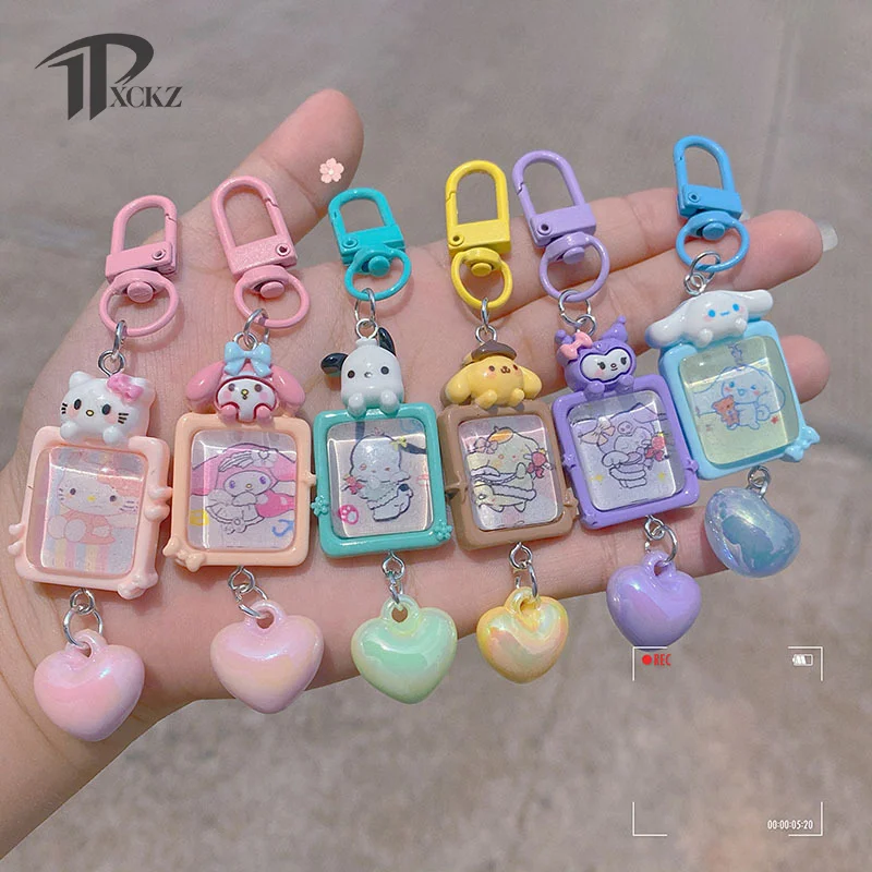 Sanrio Kawaii Kuromi Cinnamoroll Keychain Schoolbag Charms Girls Boy Cute Cartoon Pompompurin Key Chain Pendant Halloween Gifts