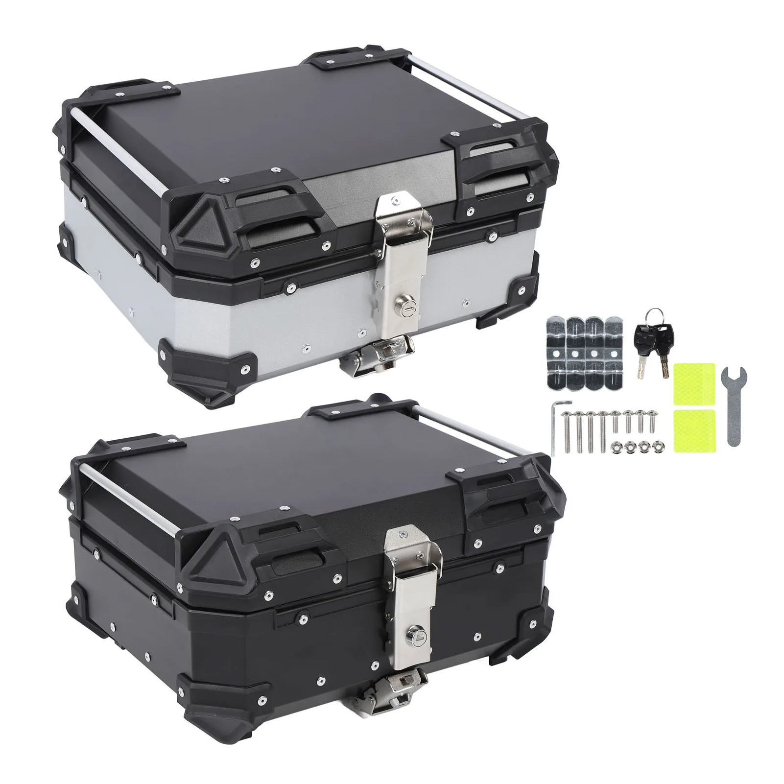 

Tail Storage Trunk Motorcycle Top Box 25L Reflective Strip Fit Water Resistant with Safety Lock for Helmet Luggage