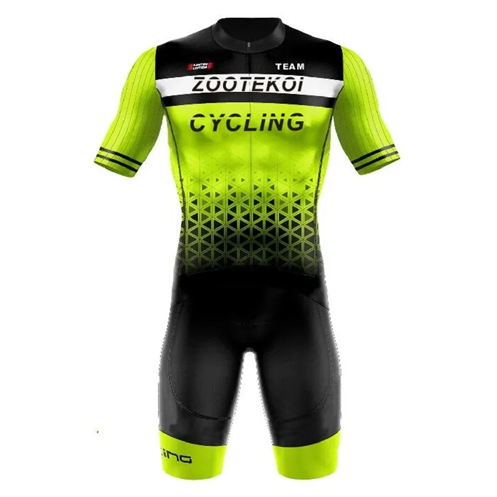 

High Quality ZOOTEKOI Triathlo Men's Skinsuit Road Mtb Bike Cycling Clothing Short Sleeve Ropa Jumpsuit Maillot Ciclismo Running