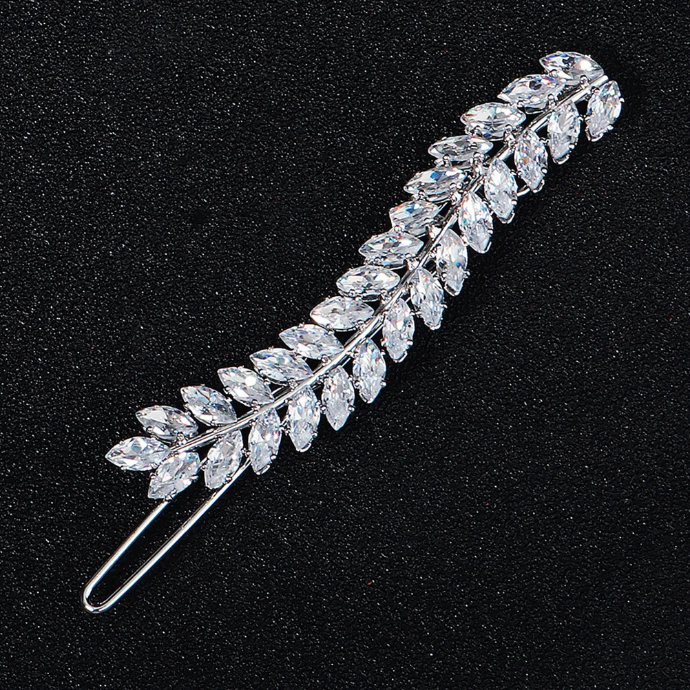 

1pc Full Clip Leaf Design Lightweight Elegant Hairpin For Women Fashion Hair Accessory Party Girl Zircon Hairpin