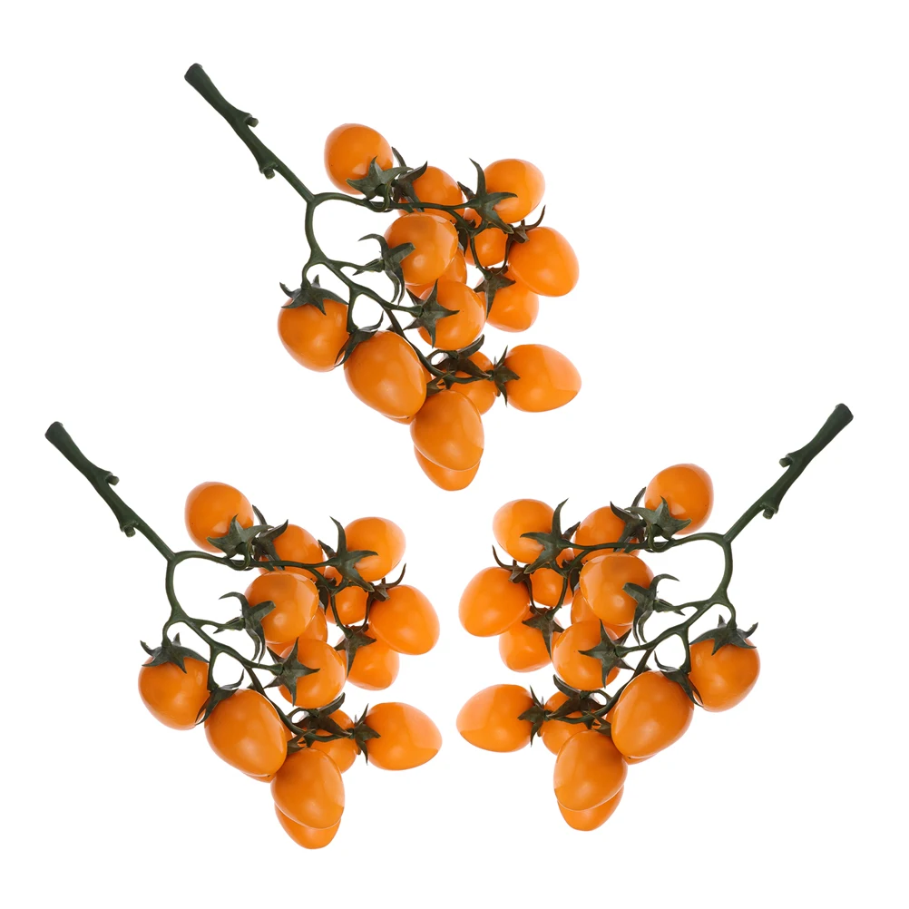 

3Pcs Realistic Cherry Tomatoes Bunch Simulation Plastic Fruit Kitchen Wedding Photography Prop Lifelike Artificial Tomato