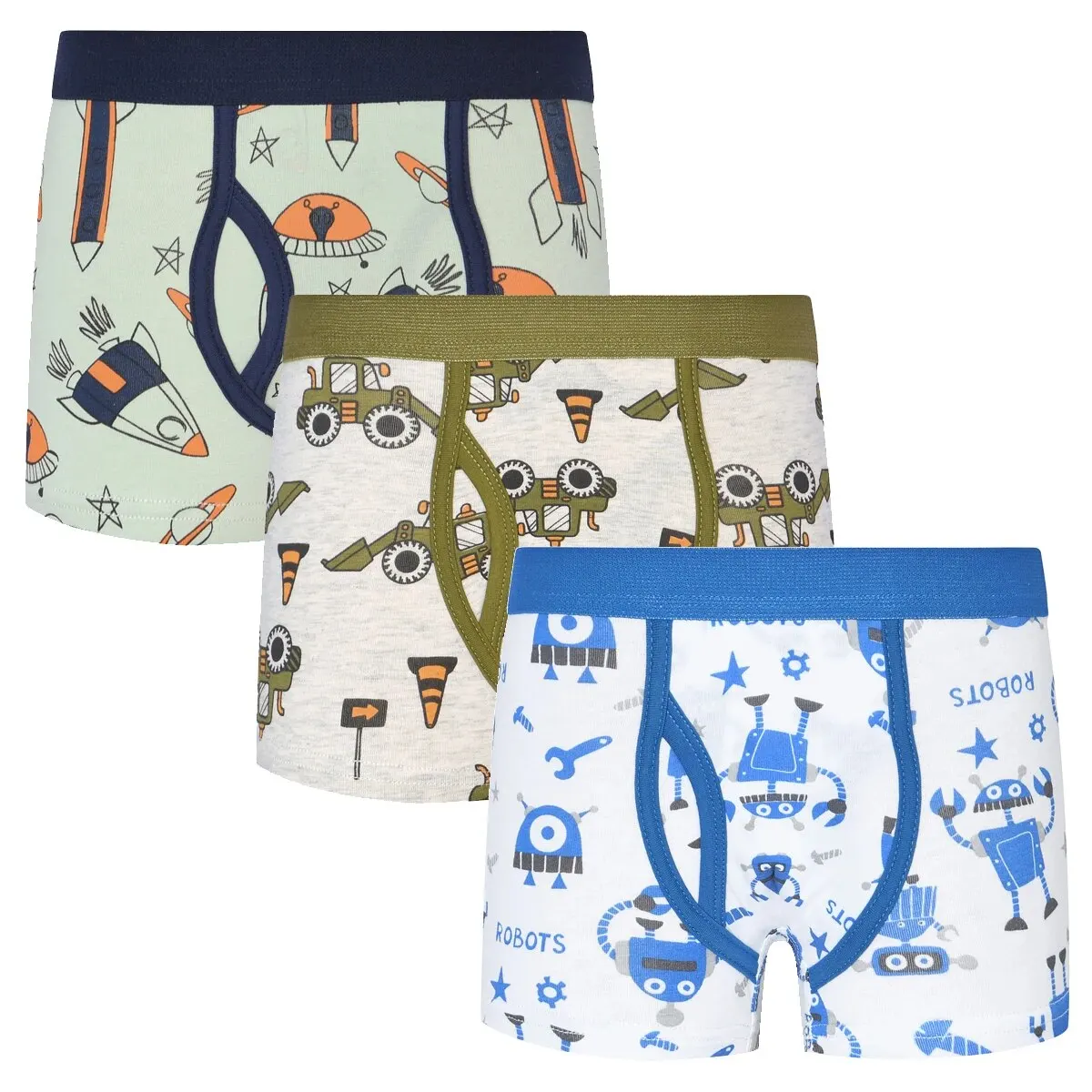 3Pcs Boys Cute Cartoon Pattern Comfortable Cotton Boxers