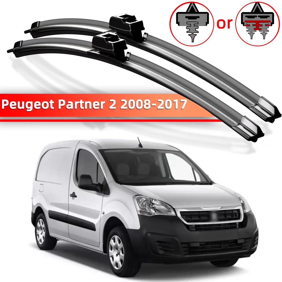 Auto Scheibenwischer Geeignet Für Peugeot Partner 2 2008-2017 Auto Windschutzscheibe Fenster Zubehör 2009 2010 2012 2013 2015 2016