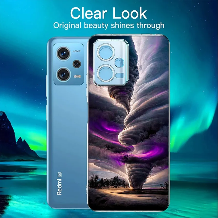 Roaring Tornado Cover Case For Xiaomi Redmi Note 13 5G 14 Pro Plus 12 12C 10 10A 10C 9 9A 8 8A K60 K70 Pro Phone 7 7A TPU Clear