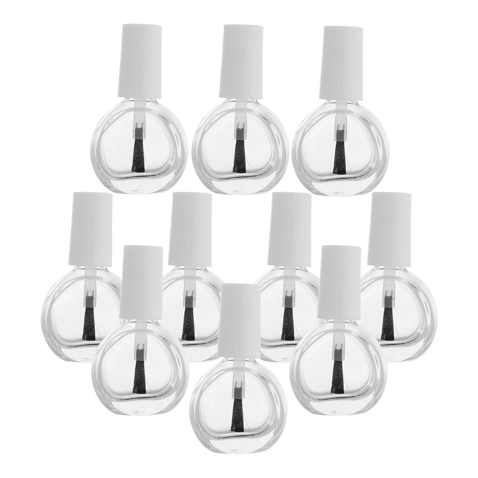 

10Pcs Nail Polish Bottles Glass Clear Portable Sample Bottles Brush Cap Nail Art Refillable Storage Travel Container