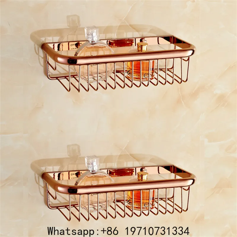

Bathroom Shelf Copper Bath Shower Rack Bath Shower Shelf Bath Shower Caddy Holder Bolt Inserting Rose Gold Square Corner Shelf
