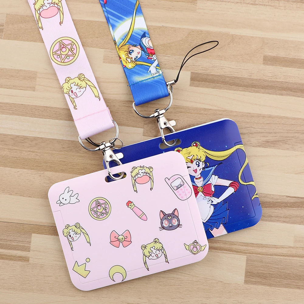 Kawaii Anime Cat Credential Holder Lanyard Keychain Lanyards for Keys Badge ID Mobile Phone Rope Neck Straps