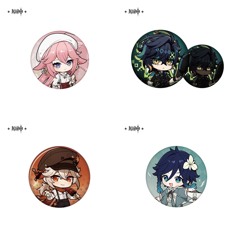 

[Genuine] miHoYo Game Genshin Impact Tinplate Badge Venti Yae Miko Kaedehara Kinich Anime Brooch Cartoon Prop Cosplay Xmas Gifts