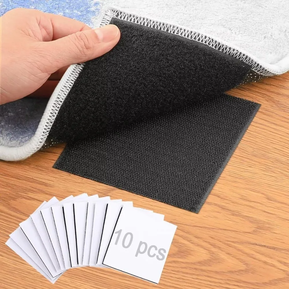 

Carpet Tape Mats, Carpet Anchors, Carpet Velcro Anti-slip Mats (10 Pieces Per Pack, Black)