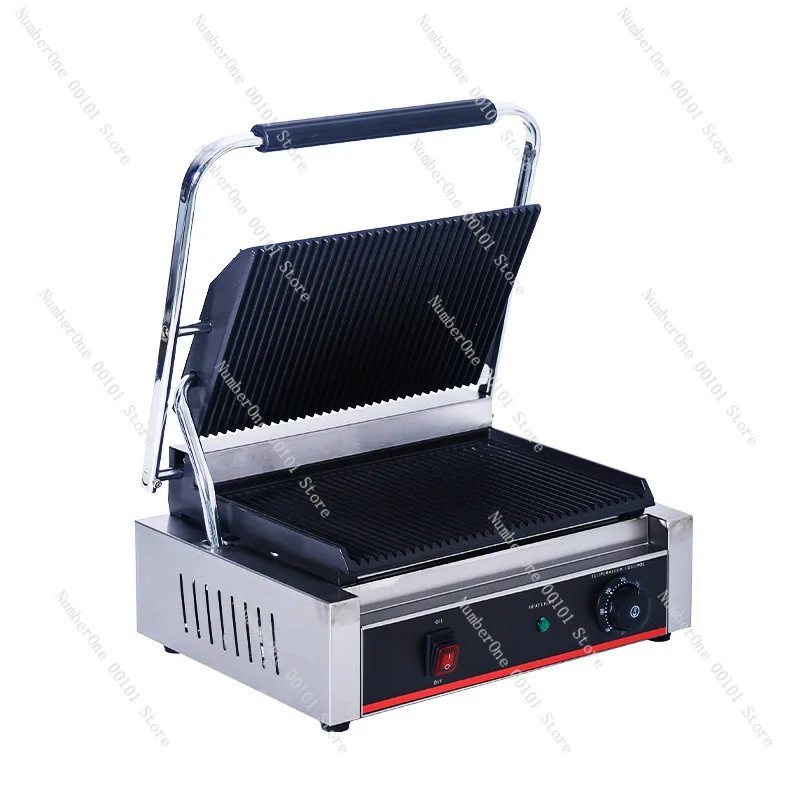 Full pit pressing plate quick heating grilling furnace | single head electric heating half flat pit sandwich machine