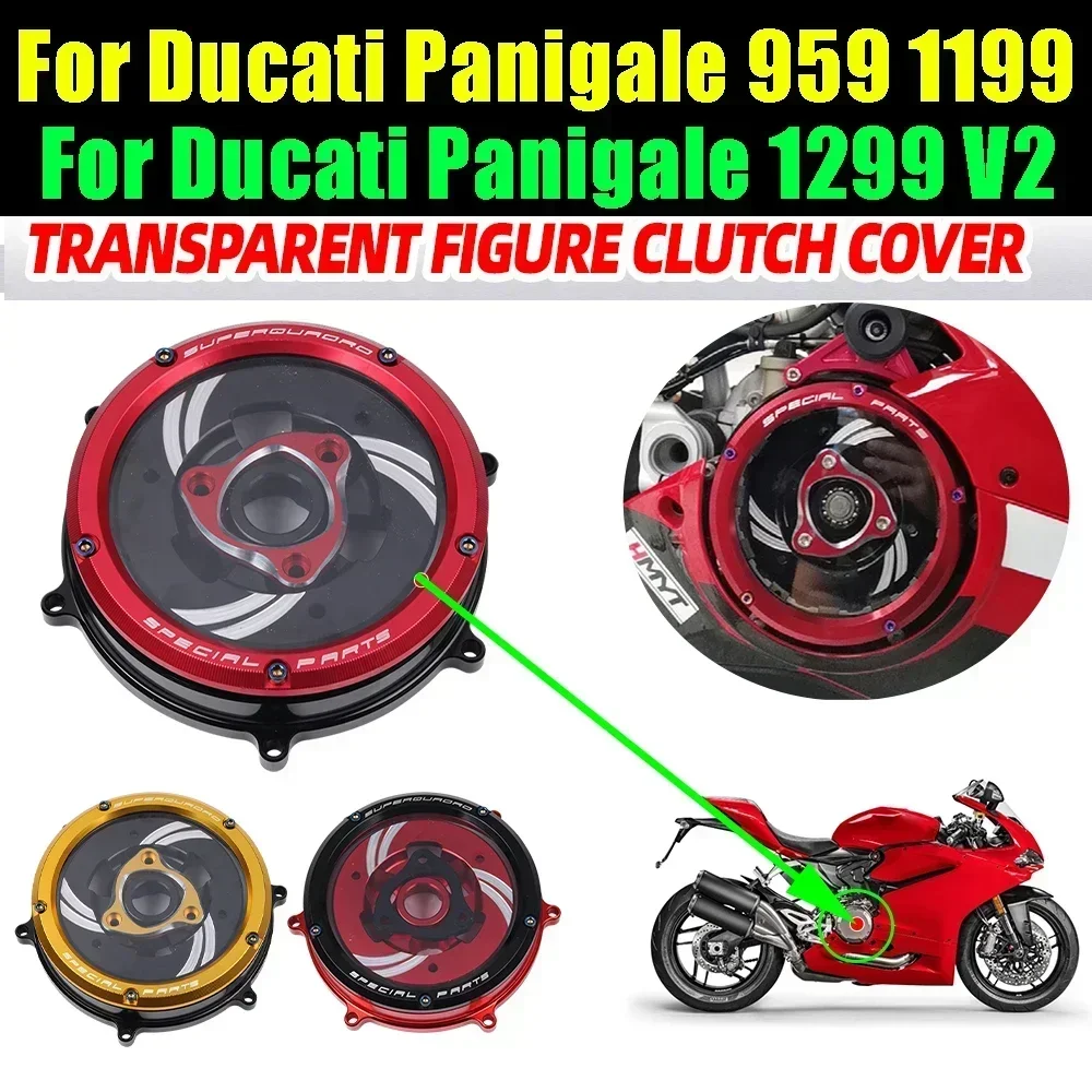 

For Ducati Panigale 959 1199 1299 S R V2 Motorcycle Accessories Engine Clear Clutch Cover Protector Guard Pressure Plate Parts