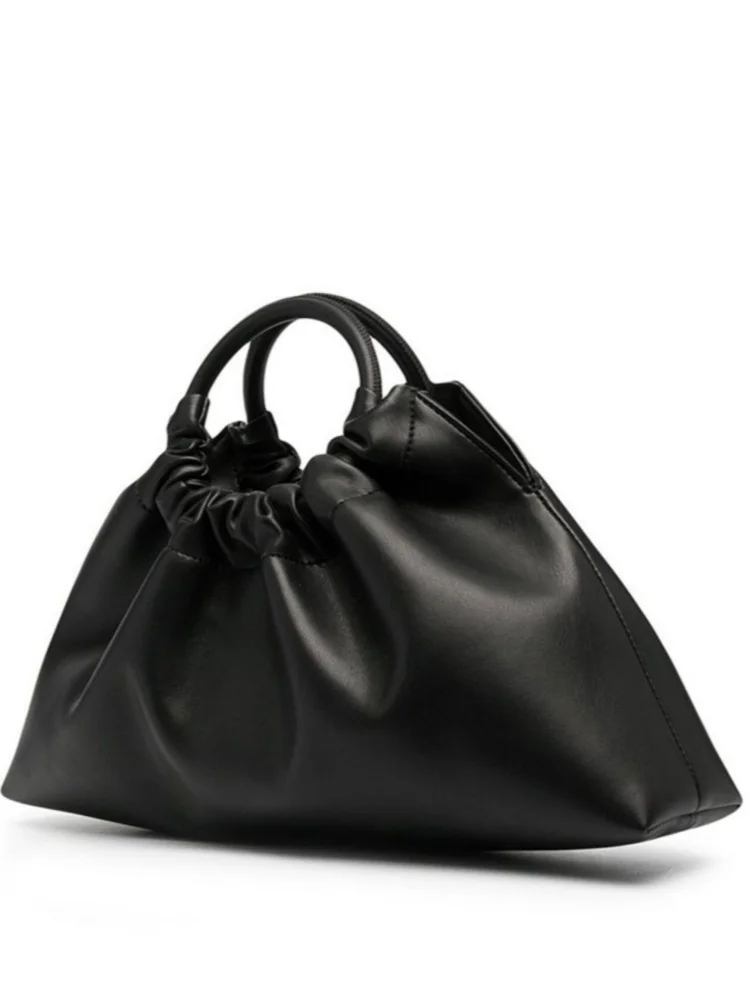 Korean Style Pleated Handbag High Quality Texture PU Soft Leather Cloud Bag Lady Round Handle Purse Simple Daily Shopper Bag