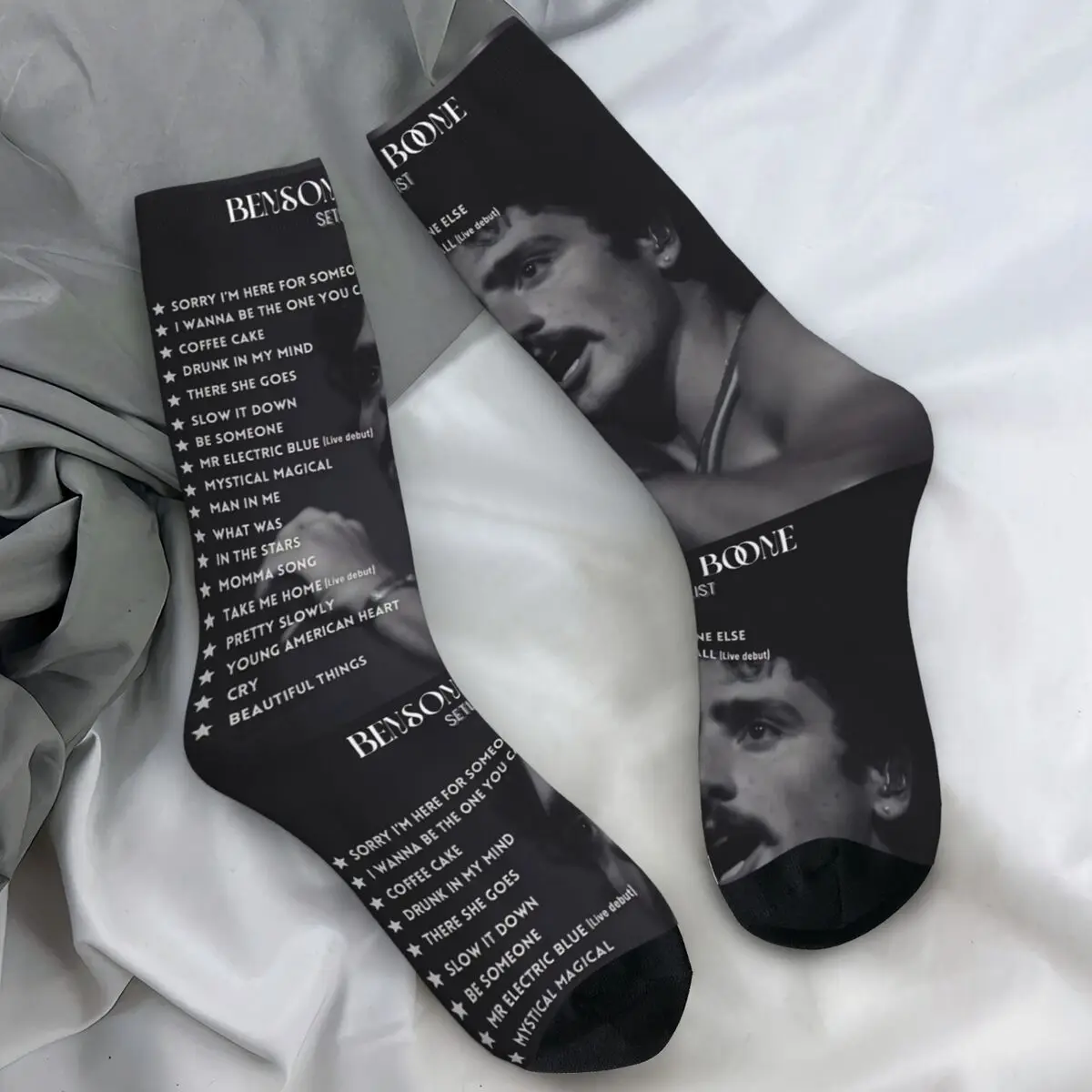

Носки Benson Boone American Singer, осенние чулки, забавные женские и мужские мягкие носки, велосипедные нескользящие носки с принтом