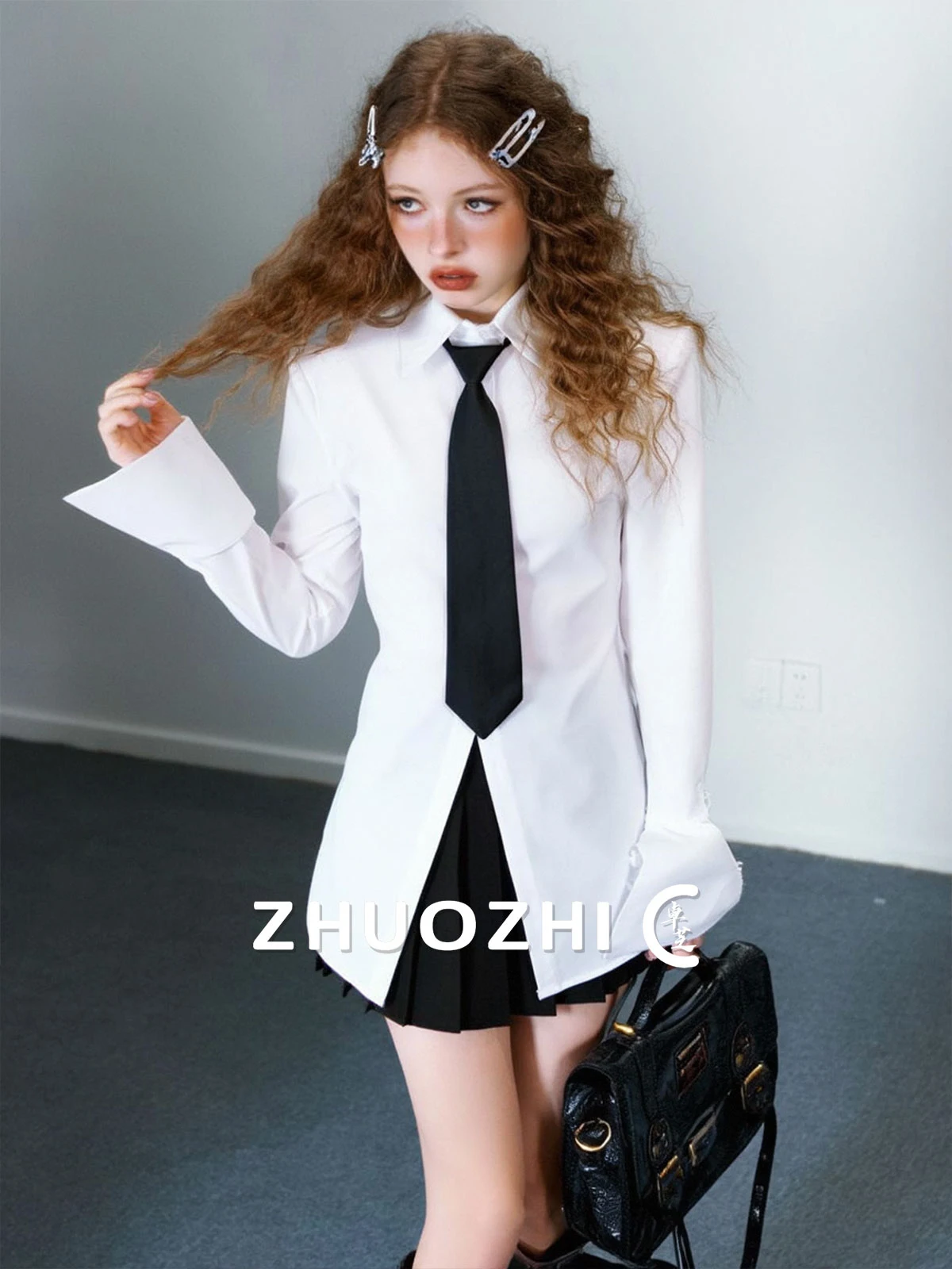 

Женский приталенный кардиган ZhuoZhi с воротником и подплечниками, повседневный, с длинными рукавами, средней длины, на весну