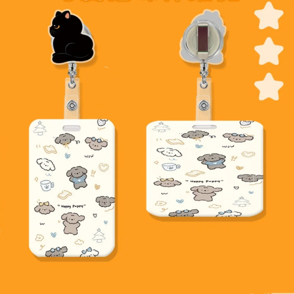Acrylic Badge Holder Stylish Black Cat Badge Reel Retractable Id Card Holder Vibrant Cartoon Animal Badge Clip For School Id