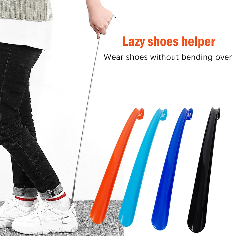 1PCS Plastic Long Shoehorn With Curved Hook Design Durable Lasting Portable Comfortable Slip Handle Shoes Lifter