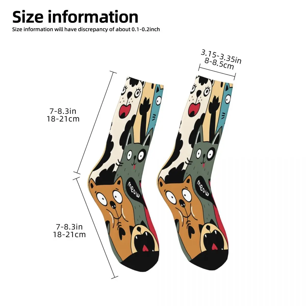 Dumb Meow Cat Cats Socks Male Mens Women Winter Stockings Polyester image 5