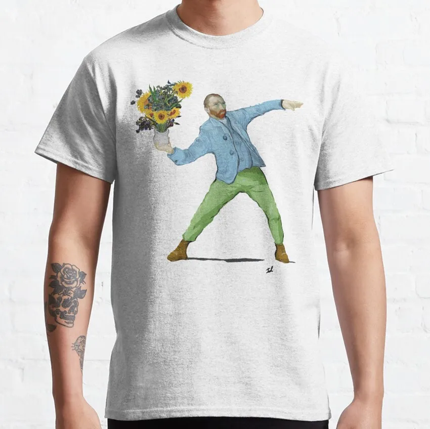 Men T-Shirts Van Goghsky Van Gogh Vintage Cotton Tees Short Sleeve Portrait Vincent Pop Culture Sunflowers Art T Shirt New