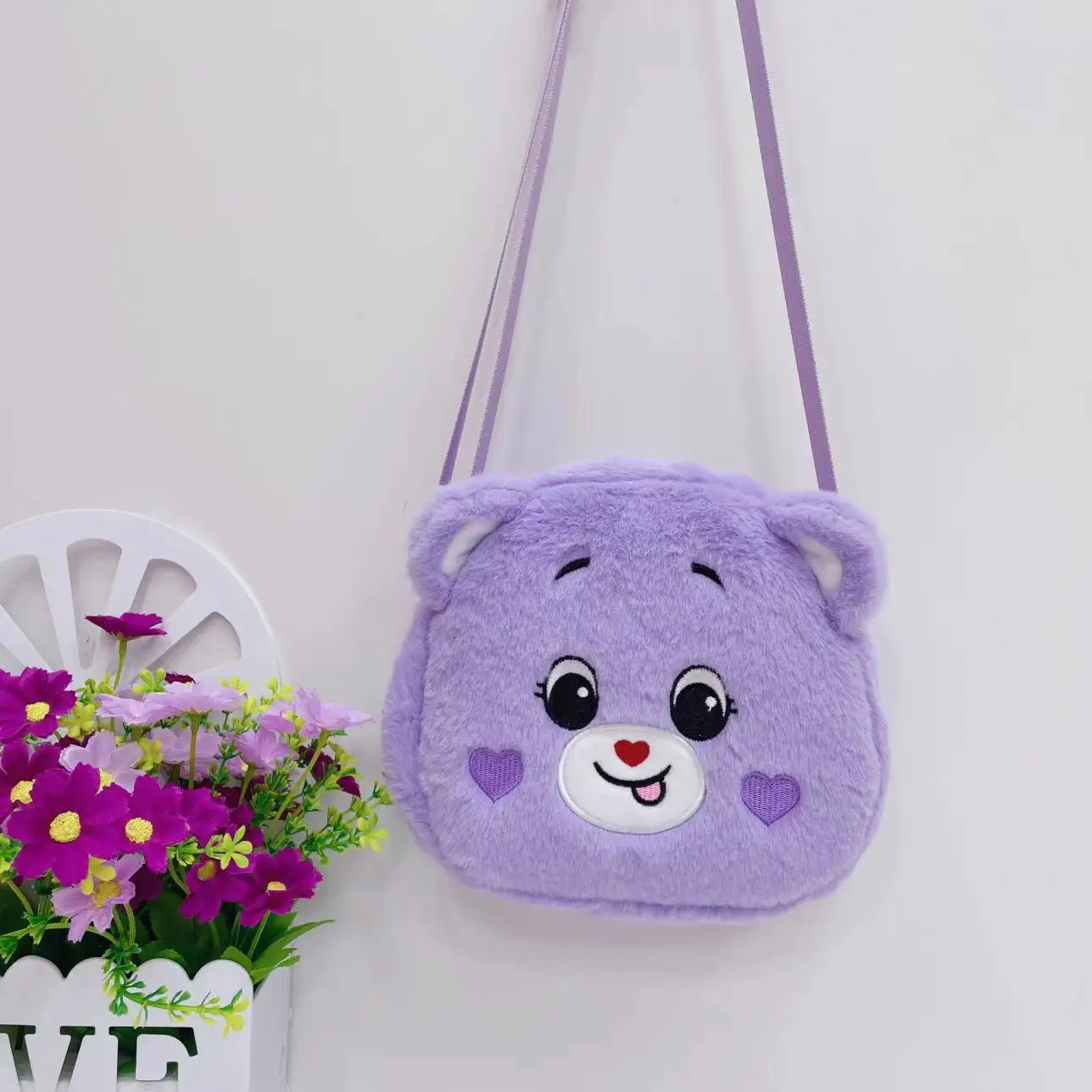 Kawaii Cartoon Carebears Student Plush Crossbody Bag Large Capacity Storage Bag Children\'s Holiday Gift