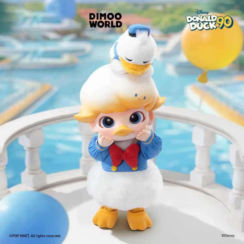 Genuíno novo dimoo pato donald 1/8 figura móvel crianças brinquedo bonito boneca figura de ação feita à mão presente de natal