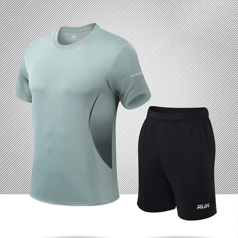 Set da 2 pezzi da uomo, tute sportive da jogging, allenamento in palestra, abbigliamento da allenamento, set da corsa, tuta da maratona, maglie da ciclismo all'aperto