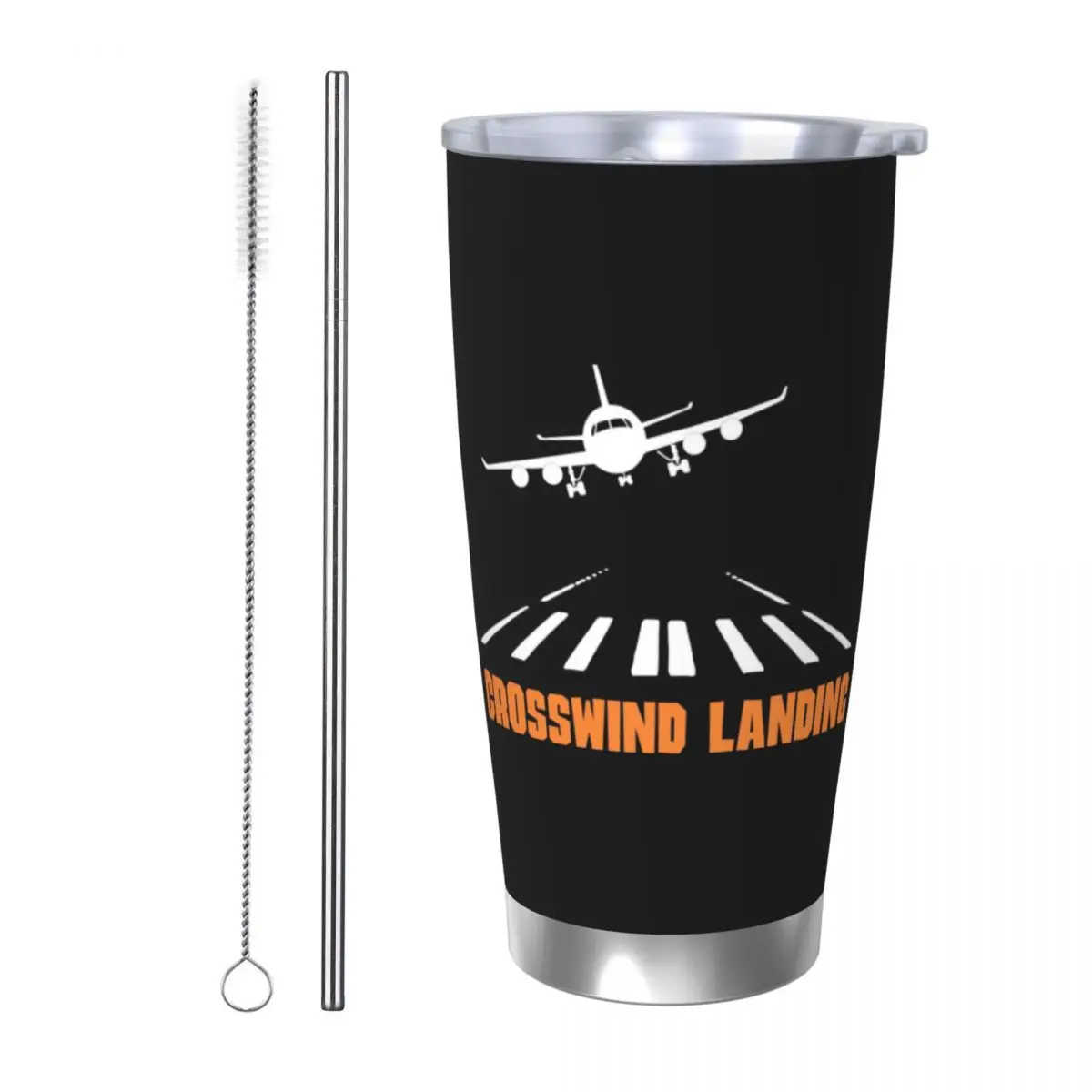 

Airplane Crosswind Landing Stainless Steel Tumbler Vacuum Insulated Mugs Thermal Cold Bottle Straws With Lid 20oz