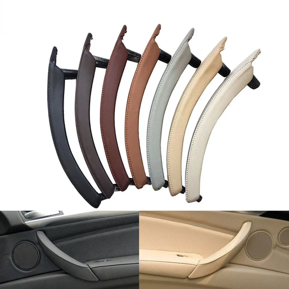 Interior Leather Left/Right Passenger Door Handle Outer Cover Replacement For BMW X5 X6 E70 E71 E72 2007 2008 2009 2010 2011