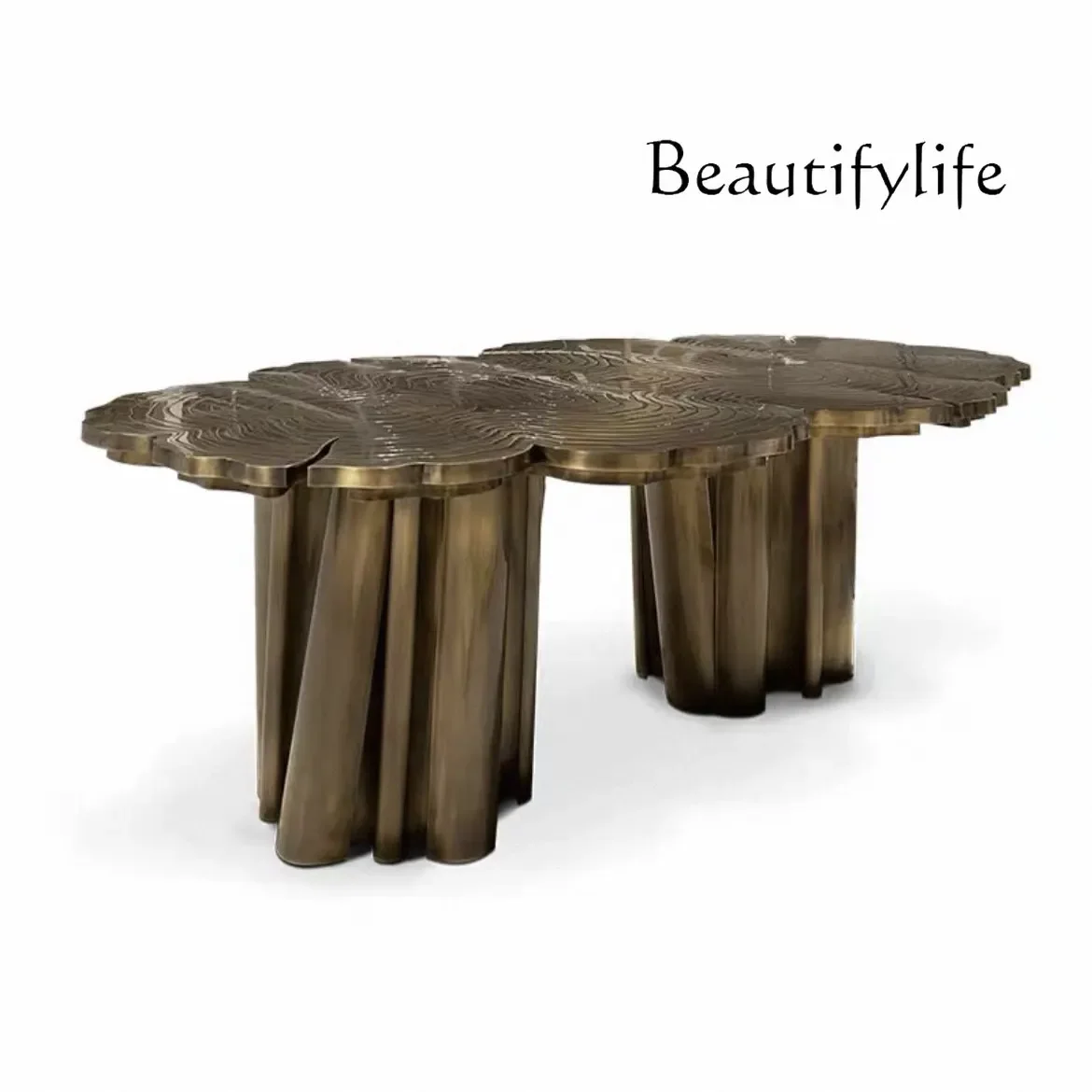 BJ Irregular Special-shaped Dining Table Light Luxury High-end Villa Luxury Restaurant Design Oval Home